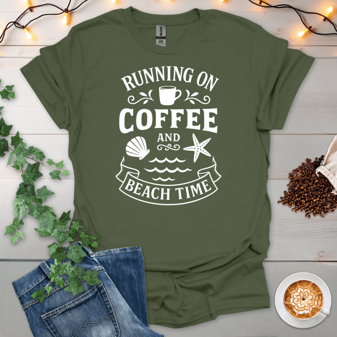 Running On Coffee And Beach Time T-Shirt