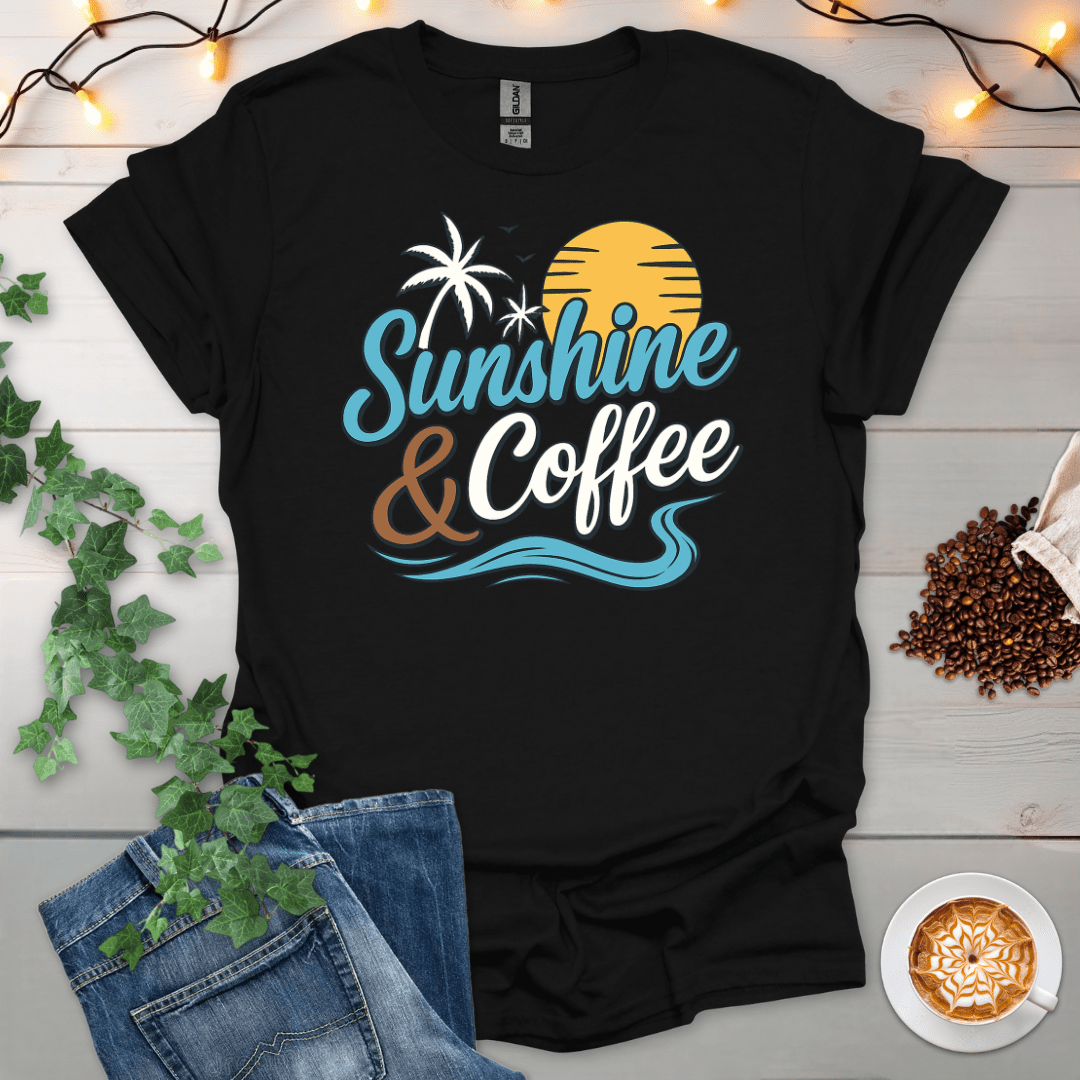 Sunshine And Coffee Palm Tree T-Shirt