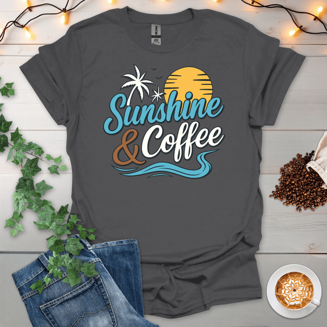 Sunshine And Coffee Palm Tree T-Shirt