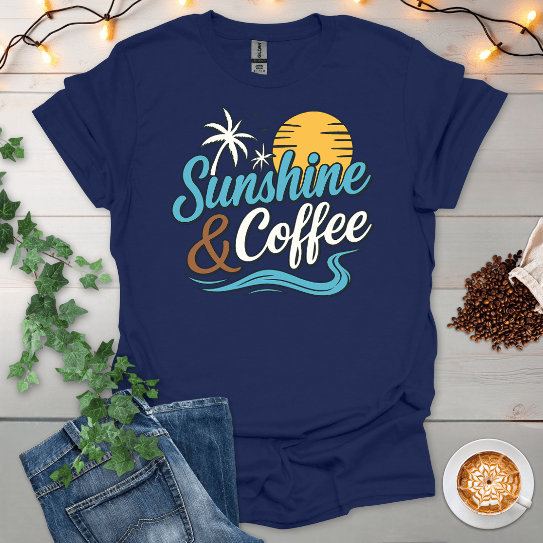 Sunshine And Coffee Palm Tree T-Shirt