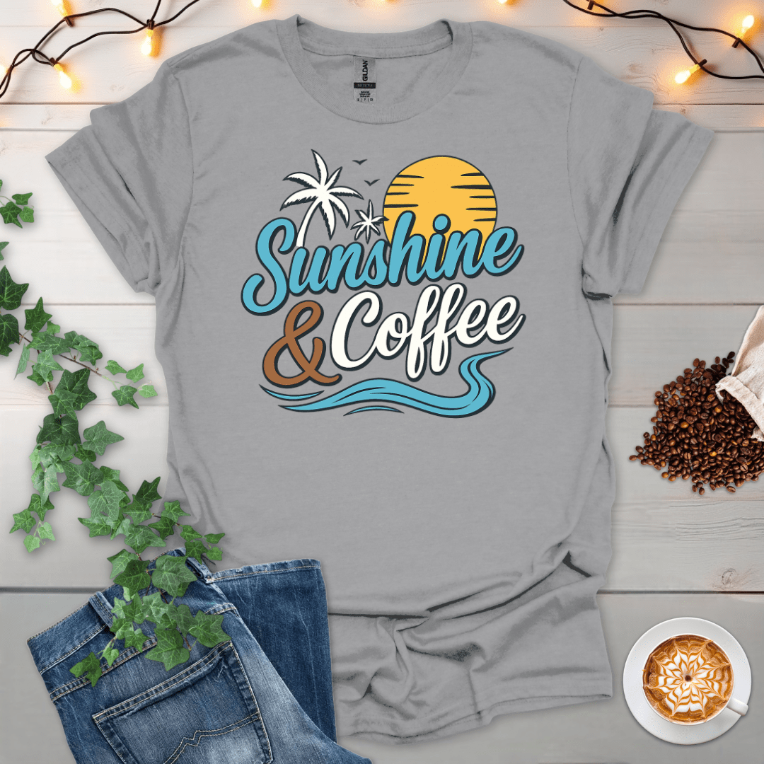 Sunshine And Coffee Palm Tree T-Shirt