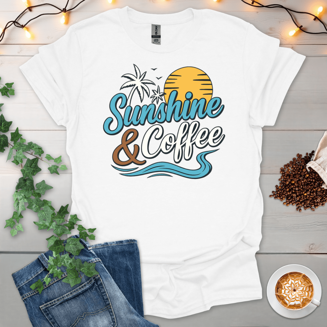 Sunshine And Coffee Palm Tree T-Shirt