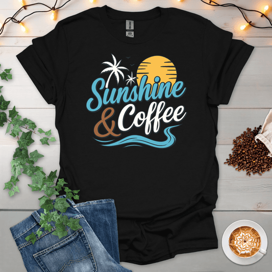 Sunshine And Coffee Palm Tree T-Shirt